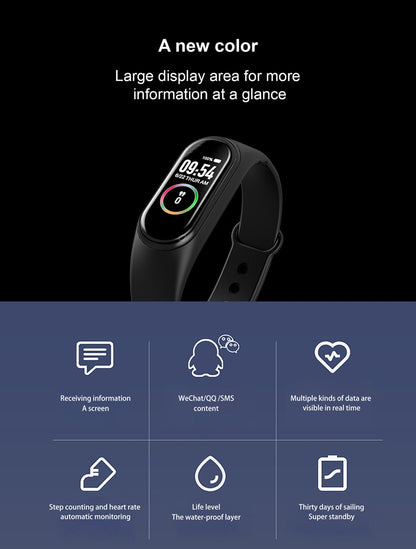 Smart Bracelet Fitness Tracker  Waterproof Heart Rate Blood Pressure Fitness Bracelet Smart Watch