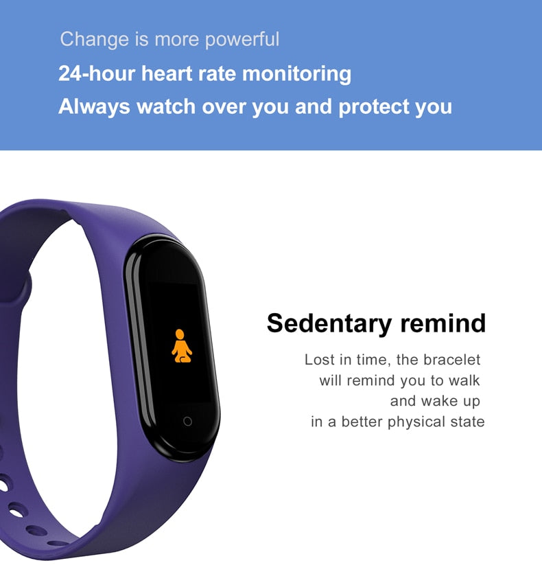 Smart Bracelet Fitness Tracker  Waterproof Heart Rate Blood Pressure Fitness Bracelet Smart Watch