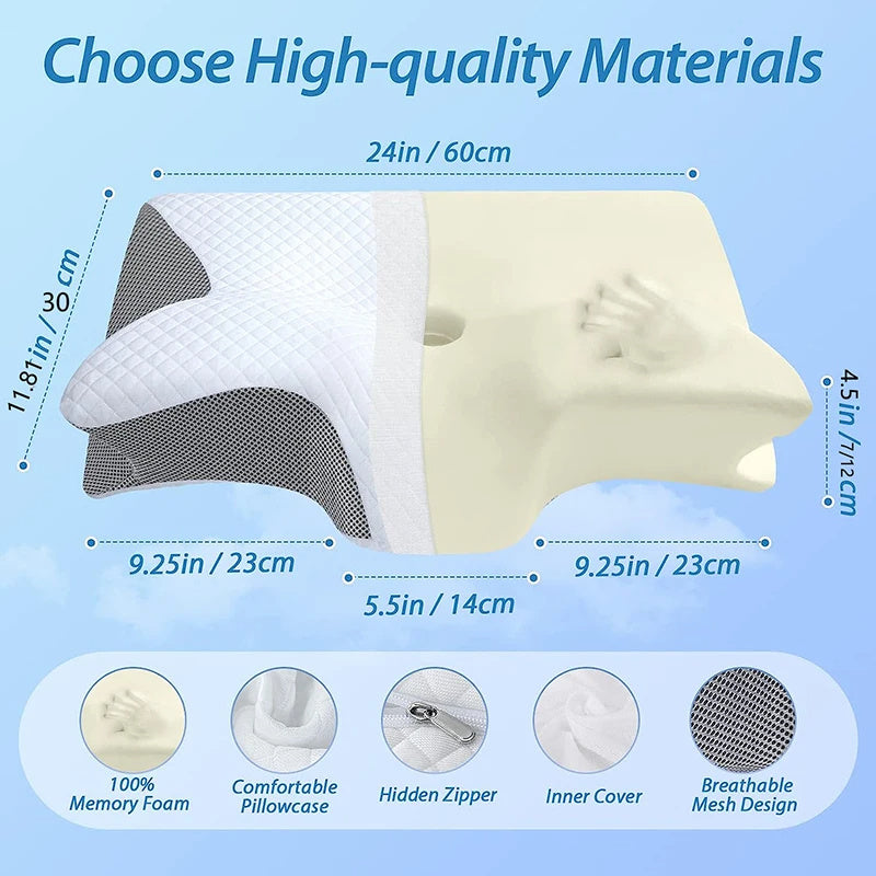 Memory Foam Cervical Pillow, 2 In 1 Ergonomic Contour for neck, Contoured Support Pillows, Neck Pillow