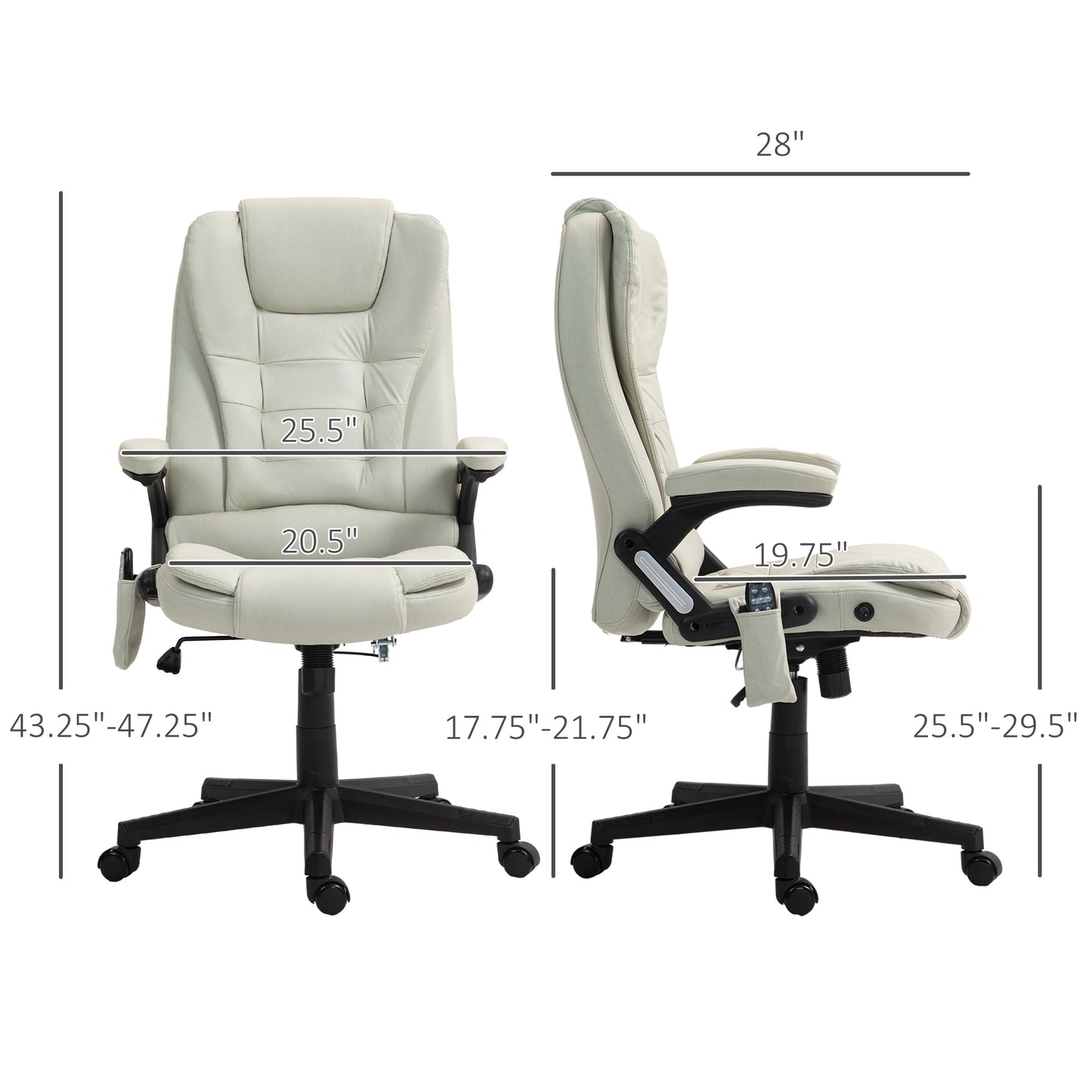 6 Point Vibrating Massage Office Chair with Heat, Microfiber Massage Desk Chair with Reclining Backrest, Beige