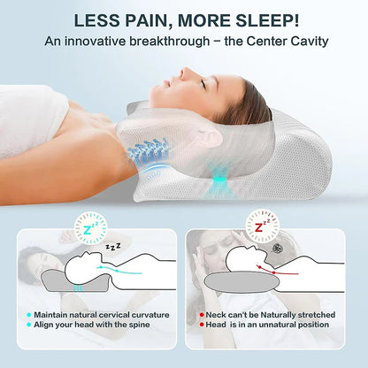 Memory Foam Cervical Pillow, 2 In 1 Ergonomic Contour for neck, Contoured Support Pillows, Neck Pillow